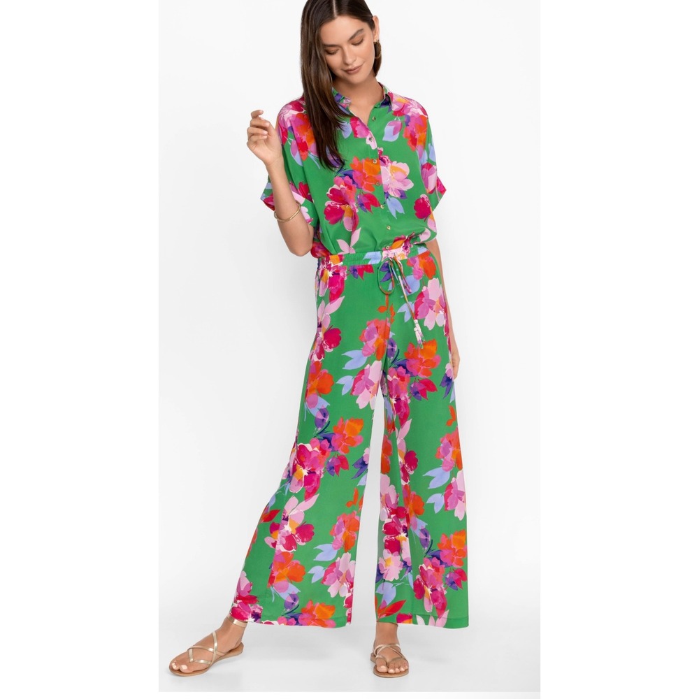 JOHNNY WAS Nadine Silk Floral Wide Leg Pants‎ Size XL